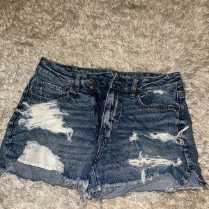 American Eagle Outfitters Blue Distressed Jean Shorts